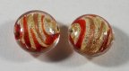 Double Swirl Lentils 17mm, Red, Aventurina, Oro